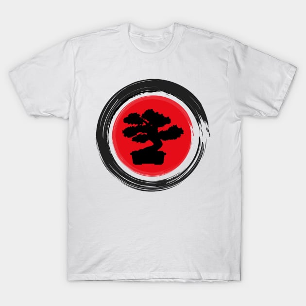 Japanese Bonsai Zen Enso Circle Tshirt T-Shirt by KawaiiAttack